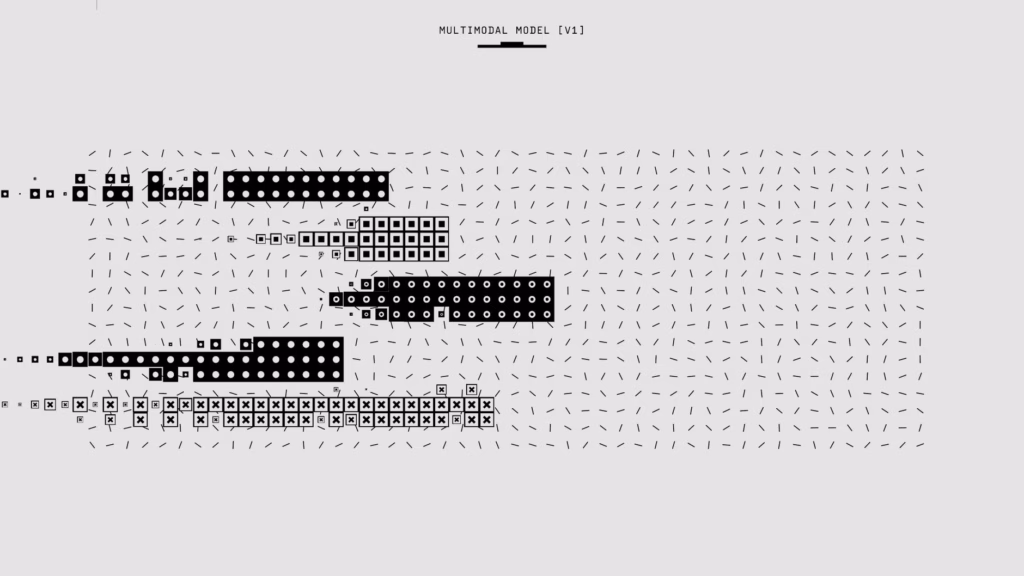 La grande illusione dei dati sintetici nell'IA aziendale — abstract digital data corruption noise concept