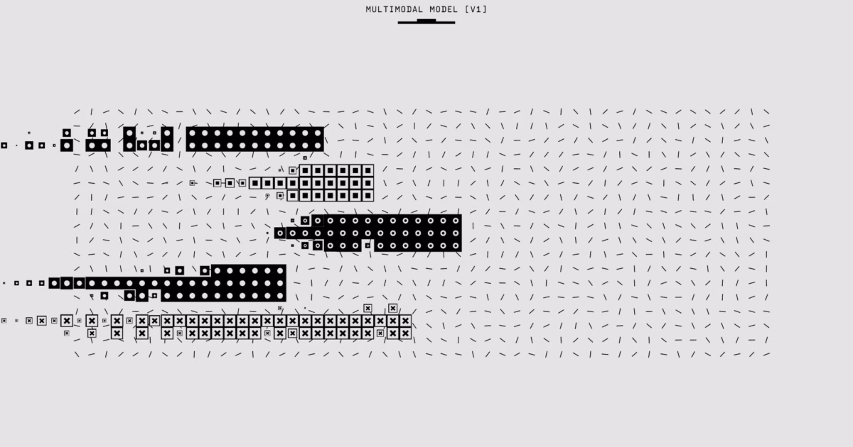 La grande illusione dei dati sintetici nell'IA aziendale — abstract digital data corruption noise concept