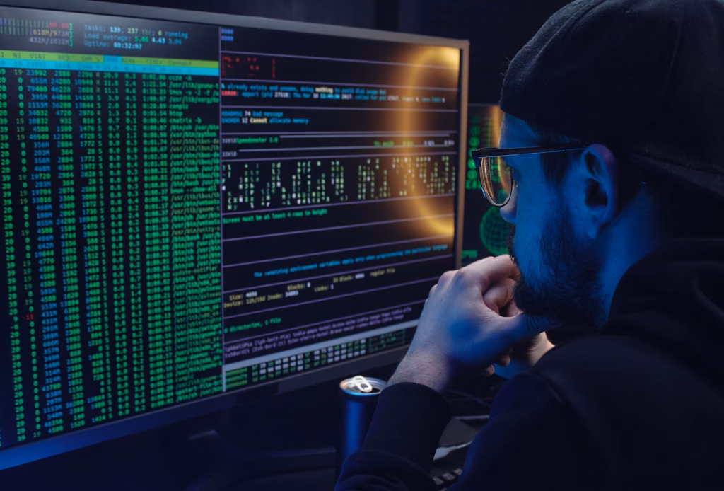 Prompt injection: la vulnerabilità che minaccia i LLM aziendali — cybersecurity hacker coding server interface secure system